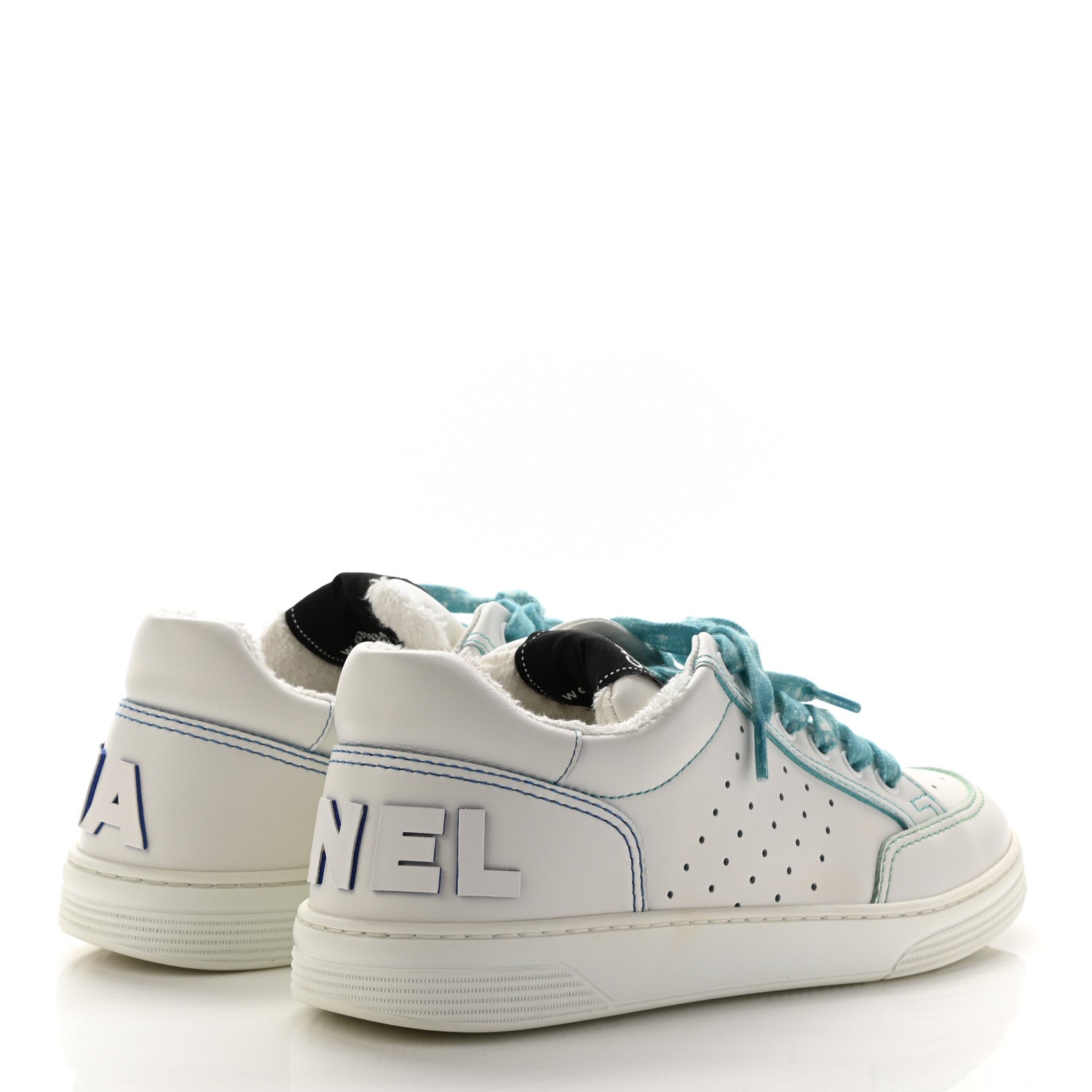 Chanel Calfskin Womens Logo Sneakers 40 White Blue 4 of 9