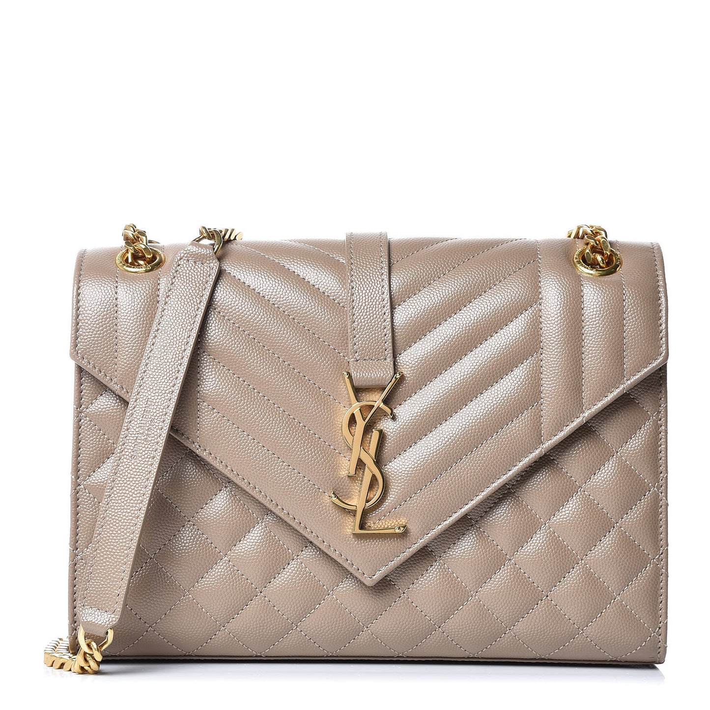 Grain De Poudre Textured Mixed Matelasse Medium Triquilt Monogram Satchel Taupe