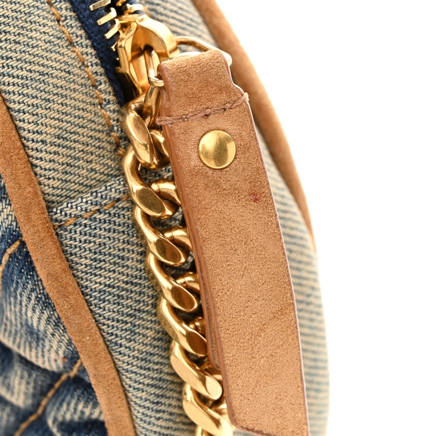 Saint Laurent Denim Quilted Monogram Round Crossbody Bag Rodeo Blue 11 of 11