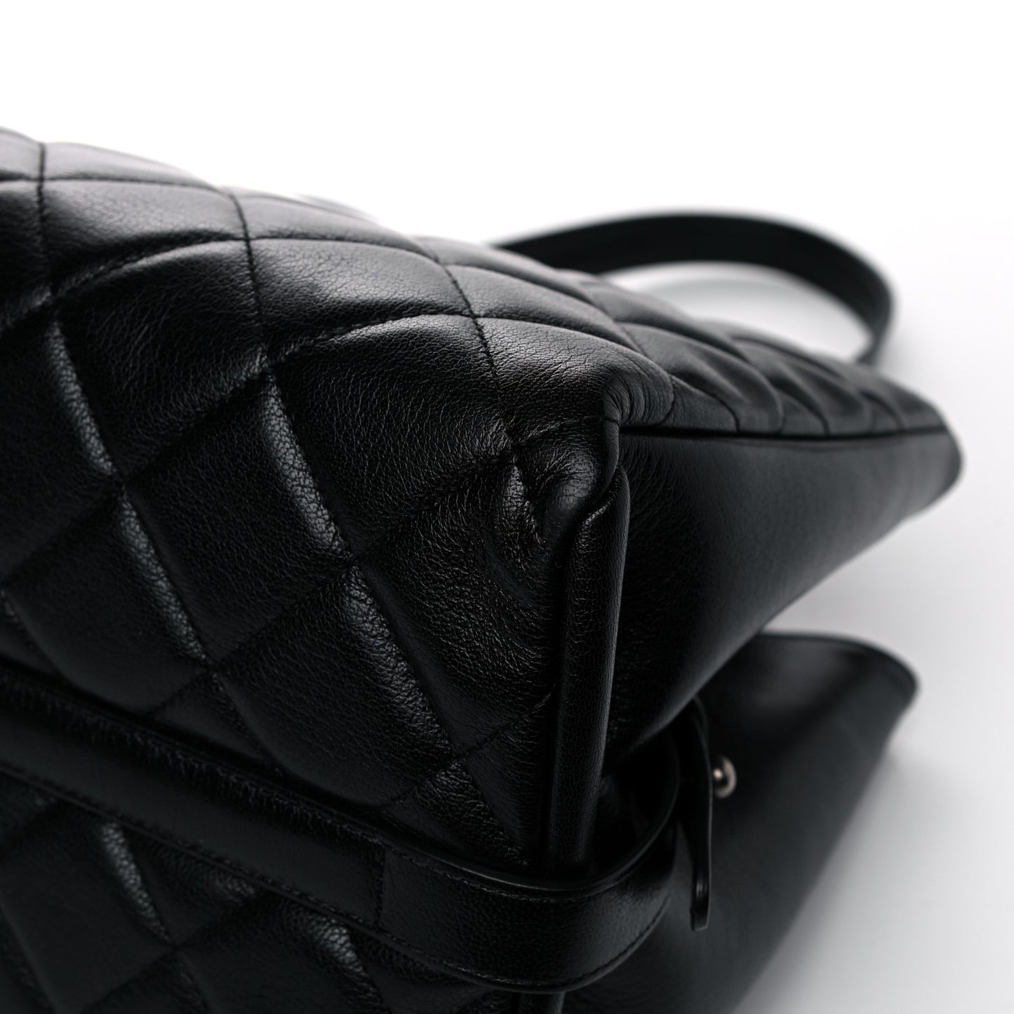 Goatskin Quilted Large City Rock Shopping Bag Black