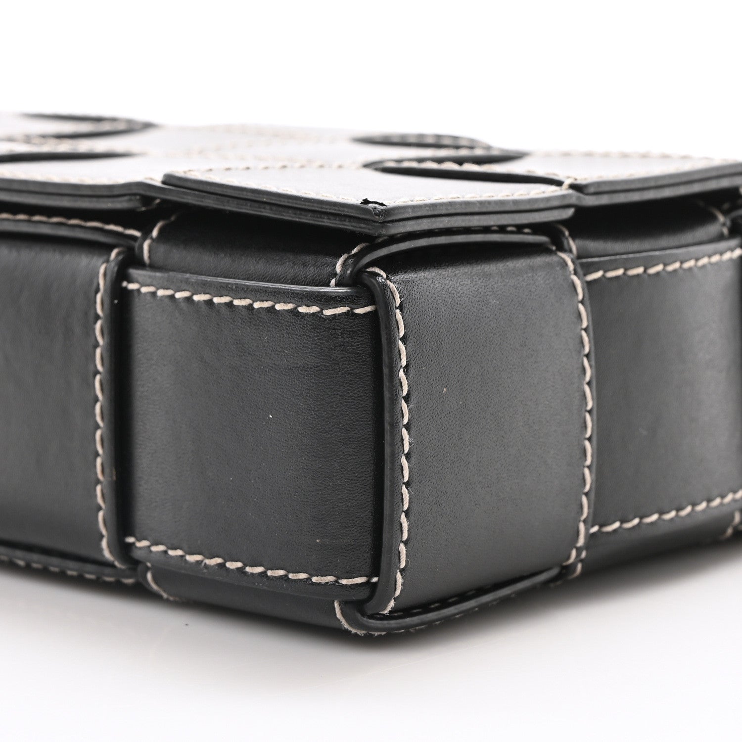 Bottega Veneta Calfskin Maxi Intrecciato Edge Stitch Cassette Crossbody Bag Black 10 of 10