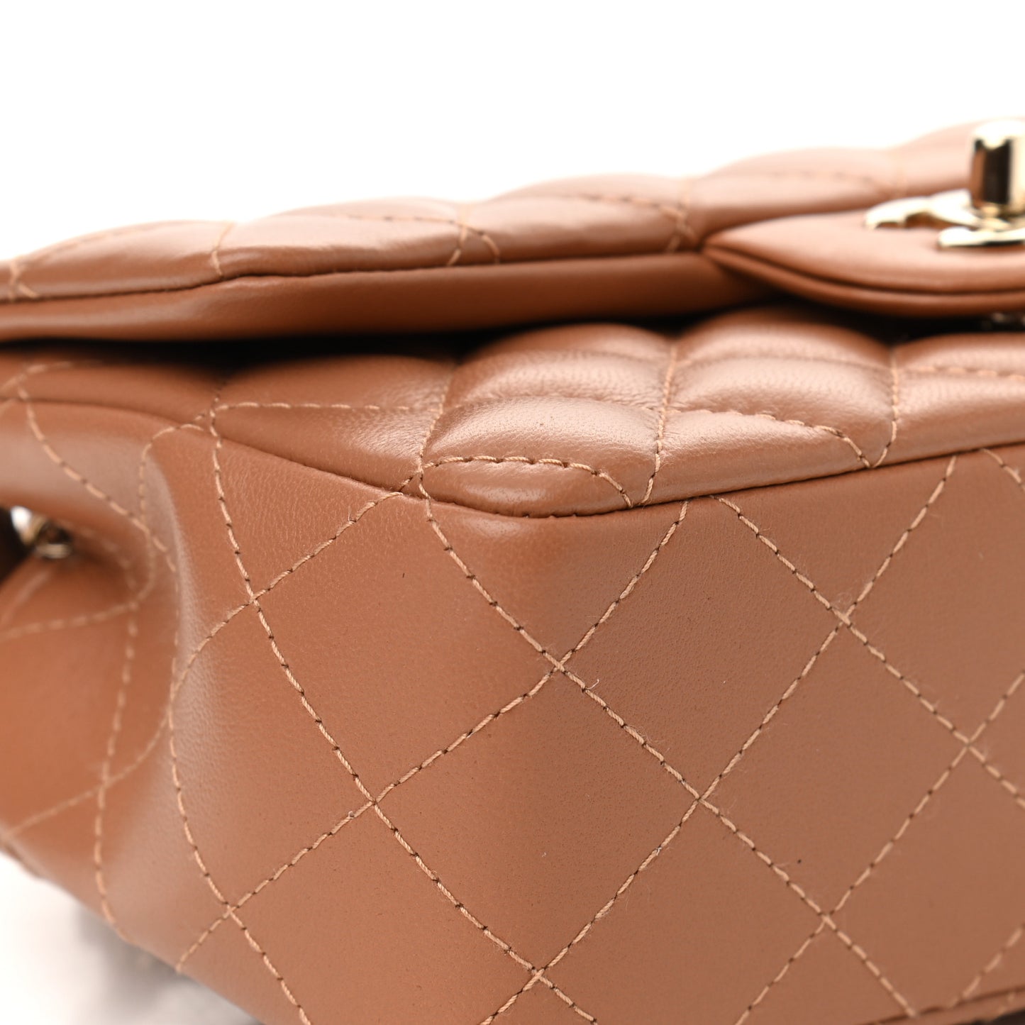 Lambskin Quilted Mini Rectangular Flap Brown
