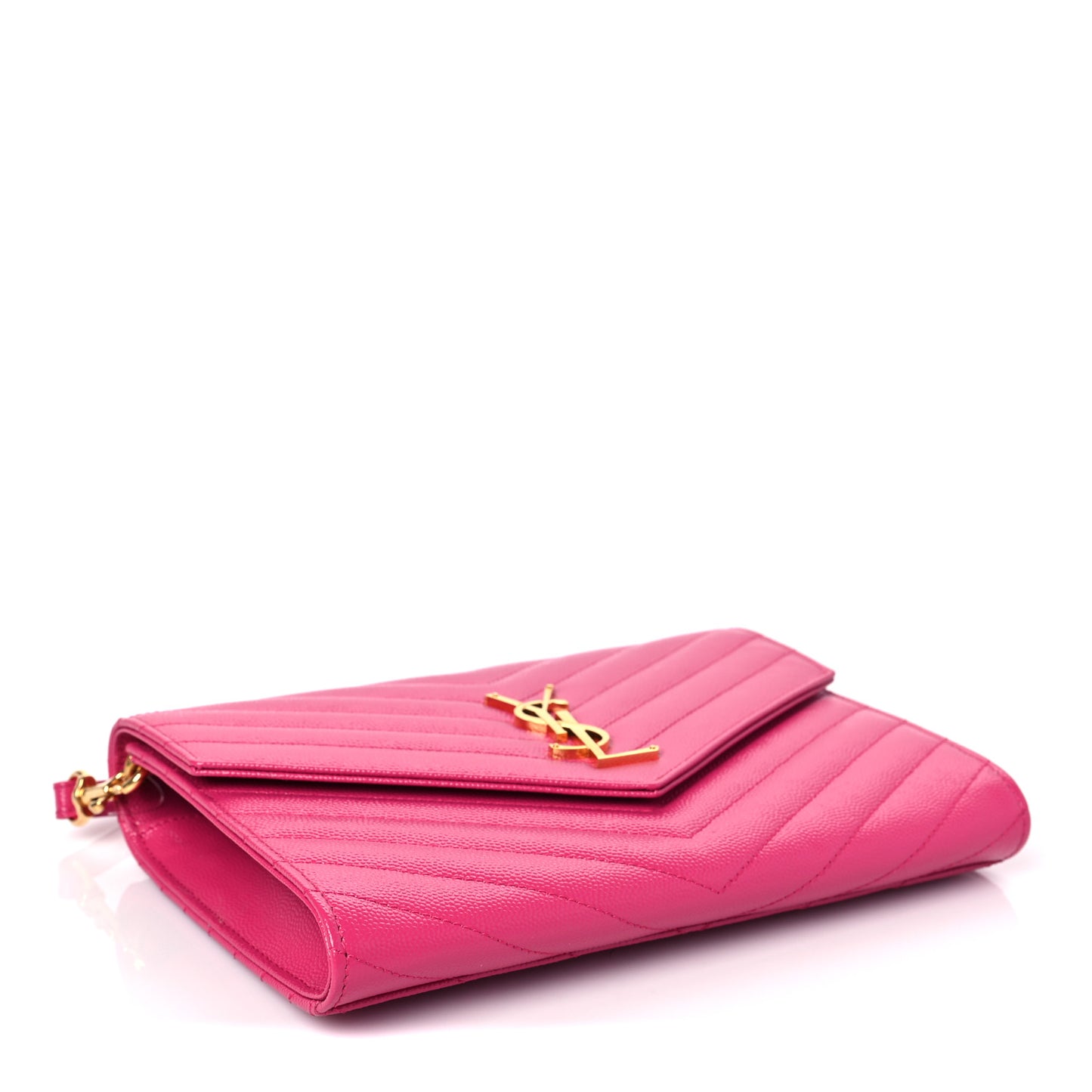Grain De Poudre Matelasse Chevron Monogram Envelope Clutch Fresh Fuxia