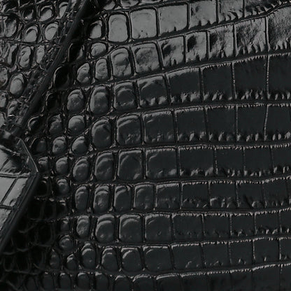 Saint Laurent Calfskin Crocodile Embossed Medium Monogram Sunset Black 12 of 16