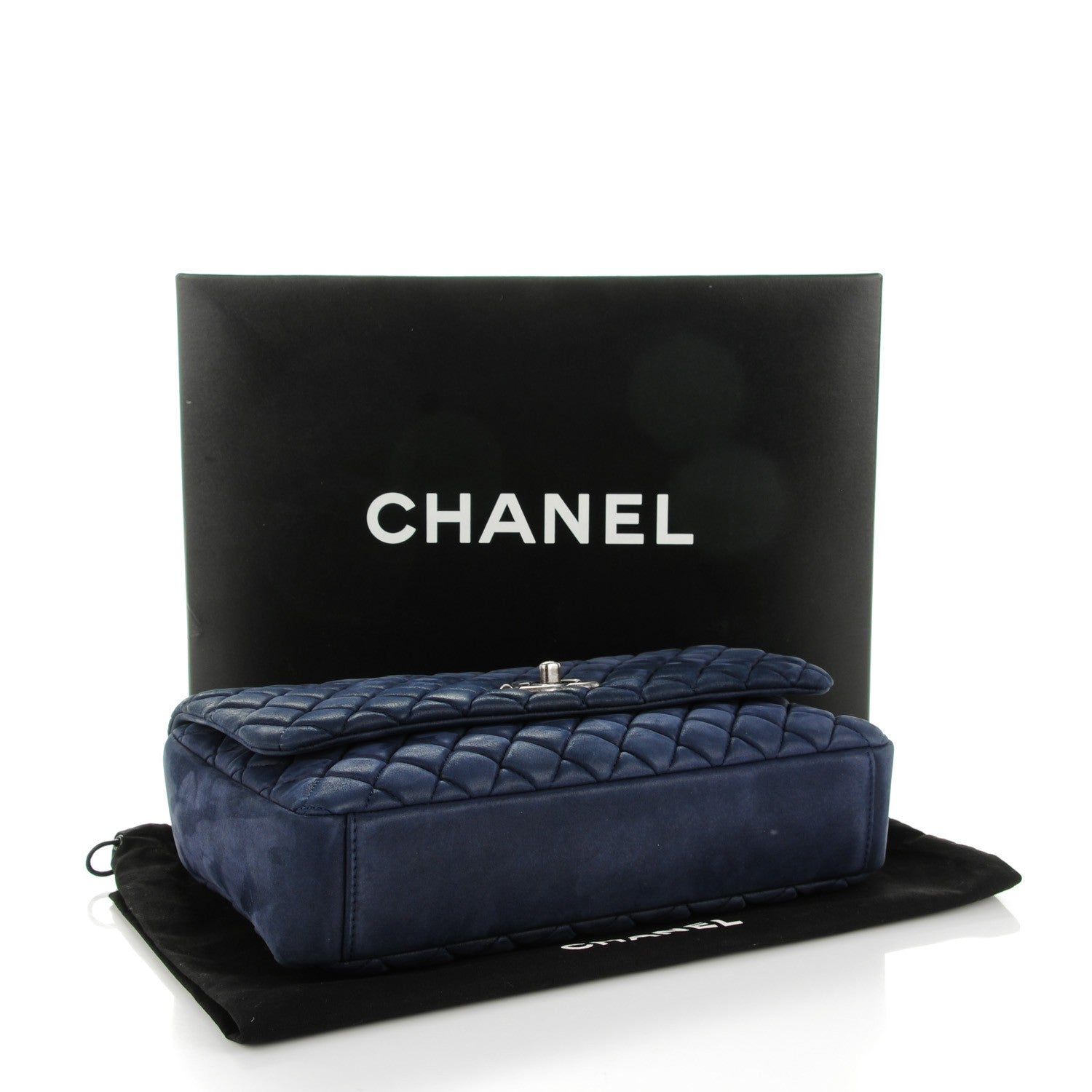 Chanel Iridescent Calfskin Quilted Large New Bubble Flap Dark Blue 4 of 9