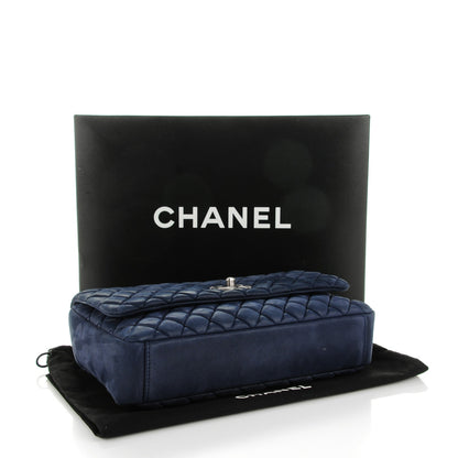 Chanel Iridescent Calfskin Quilted Large New Bubble Flap Dark Blue 4 of 9