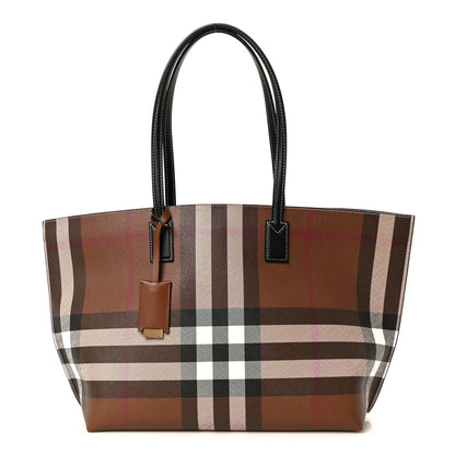 Burberry E-Canvas Check Medium Soft TB Tote Dark Birch Brown Dark Birch Brown 1 of 11