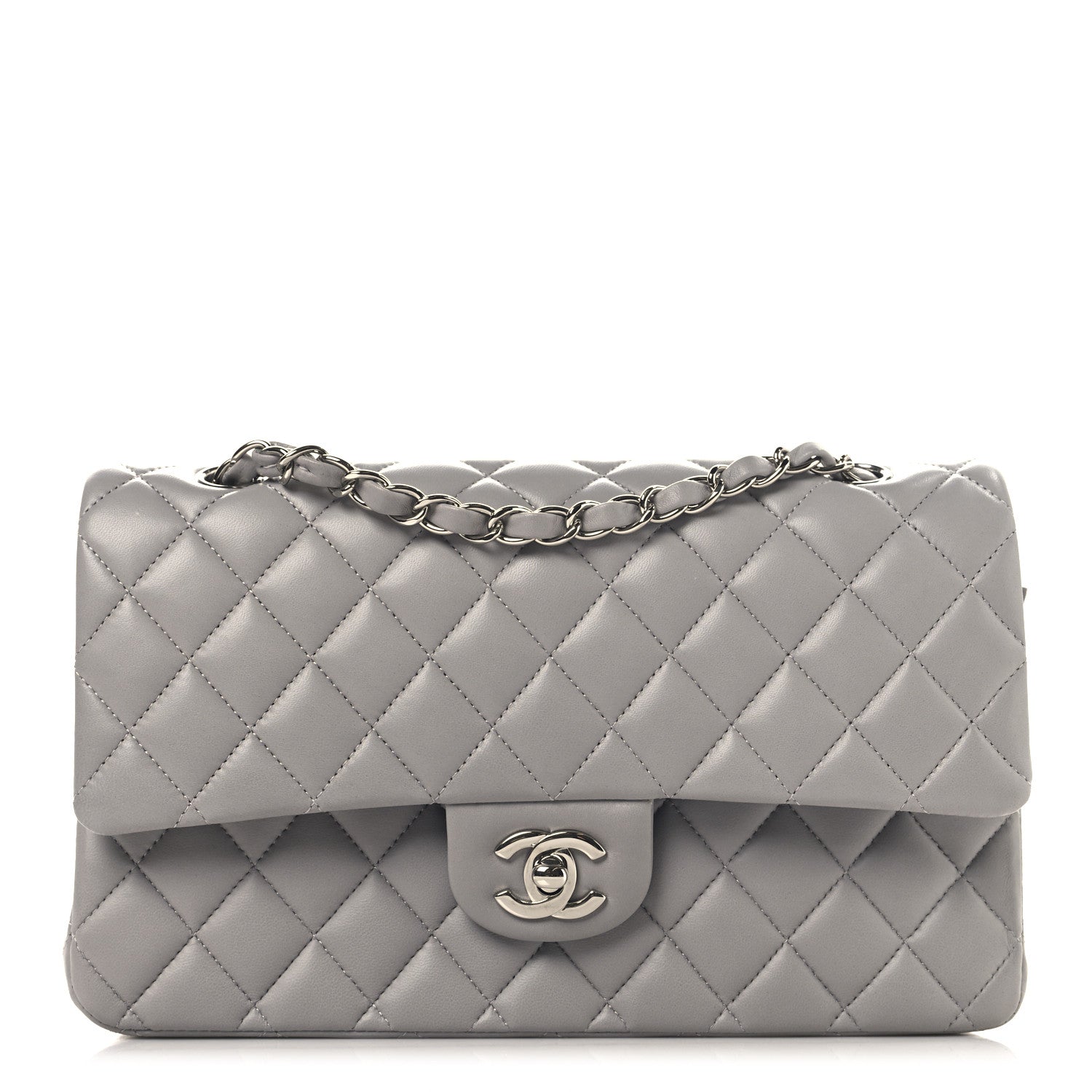 Chanel Lambskin Quilted Medium Double Flap Grey 1 of 12