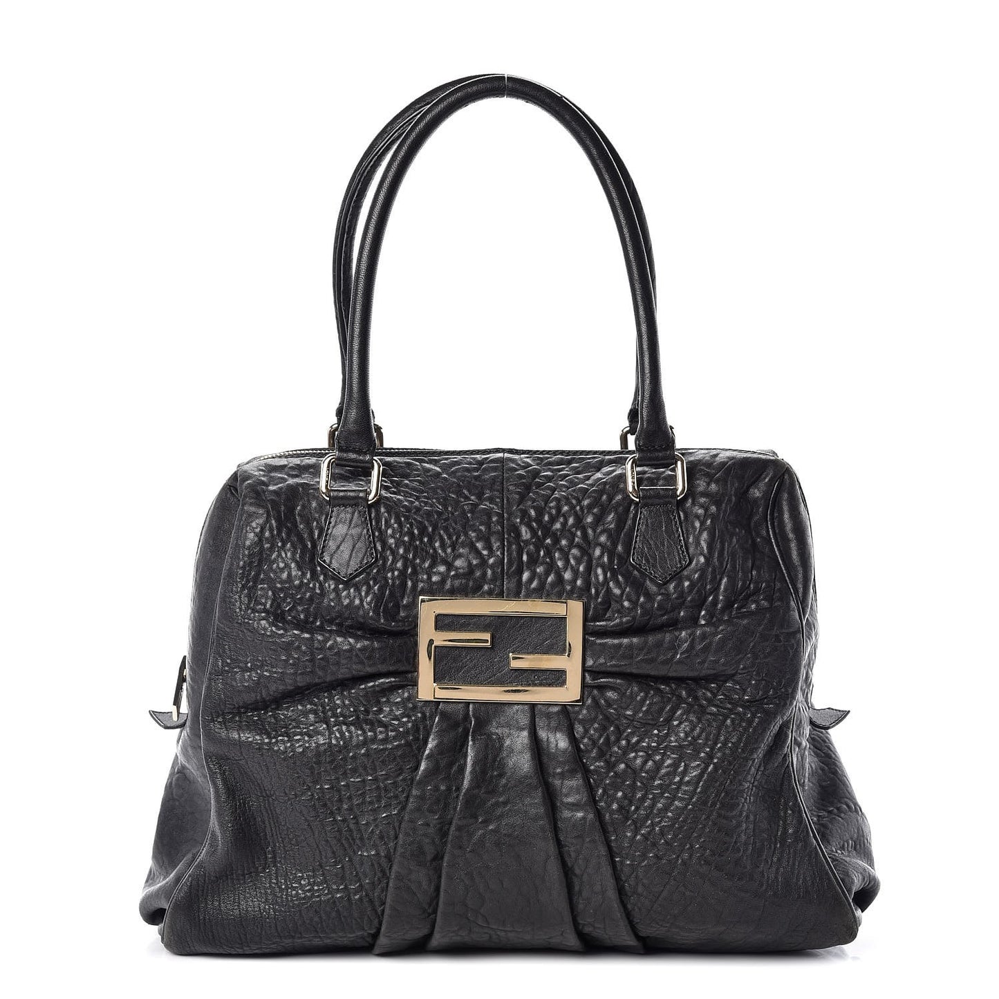 Crinkled Lambskin Mia Degrade Shopper Black
