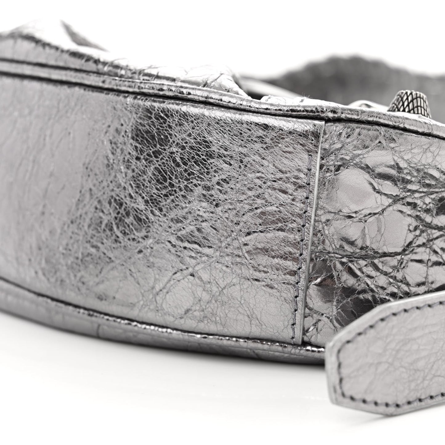 Metallic Agneau Arena Le Cagole Shoulder Bag XS Silver