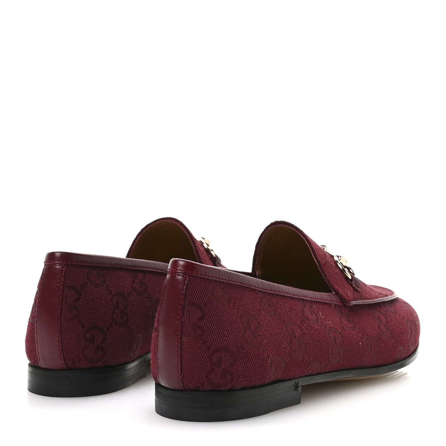 Gucci New Canvas GG Monogram Malaga Kid Horsebit Womens Jordaan Loafers 36.5 Rosso Ancora 5 of 9