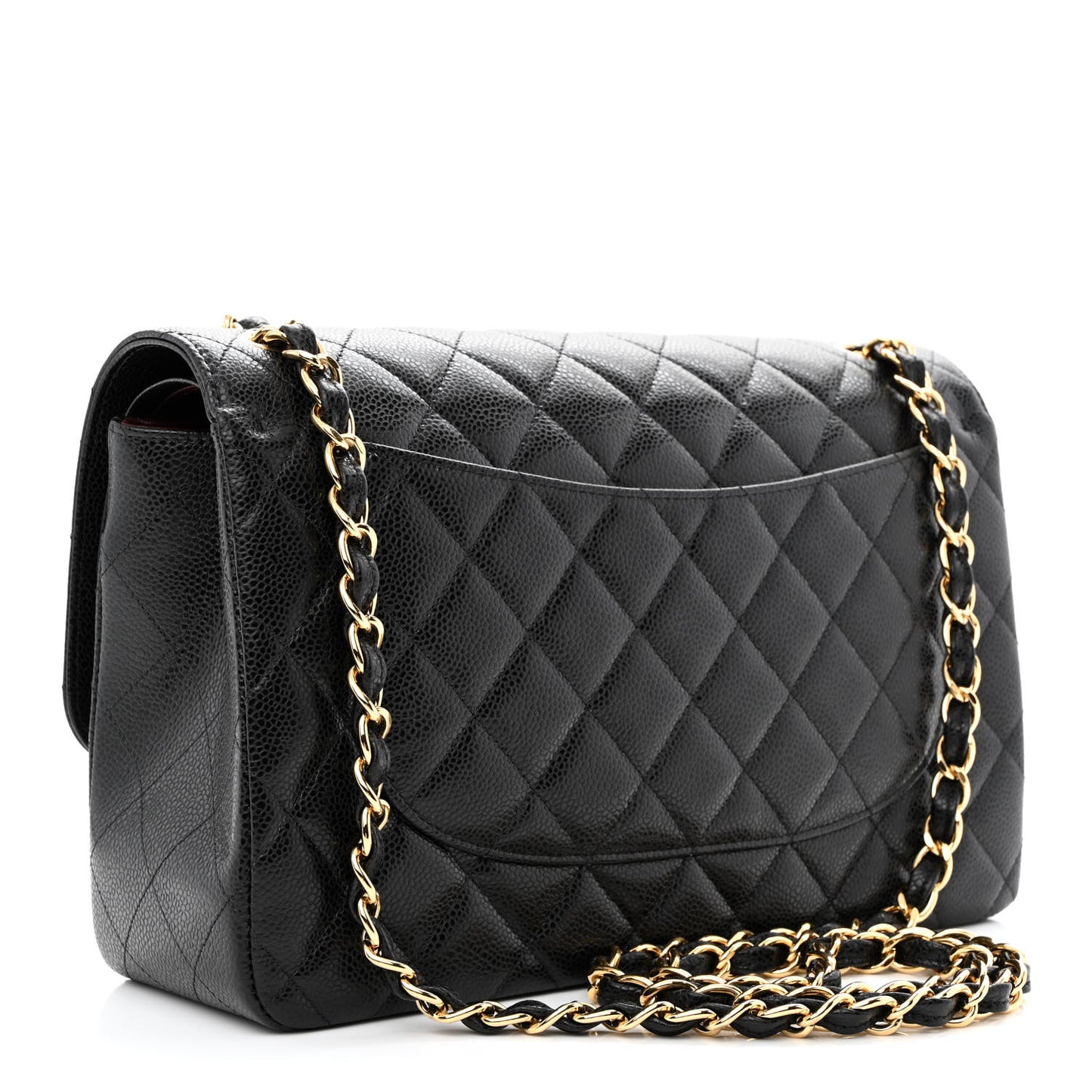 Caviar Quilted Jumbo Double Flap Black