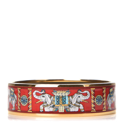Hermes Enamel Printed Elephant Torana Wide Bracelet 70 1 of 4