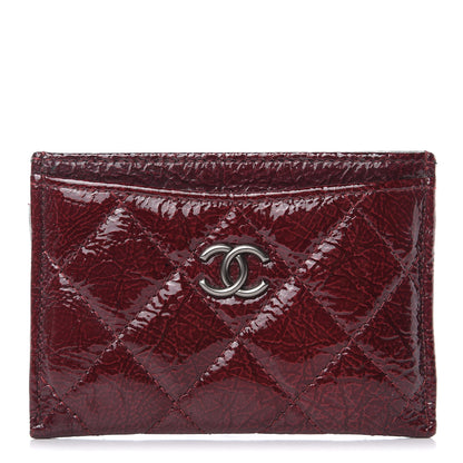 Chanel Distressed Patent Quilted Card Holder Bordeaux 1 of 10