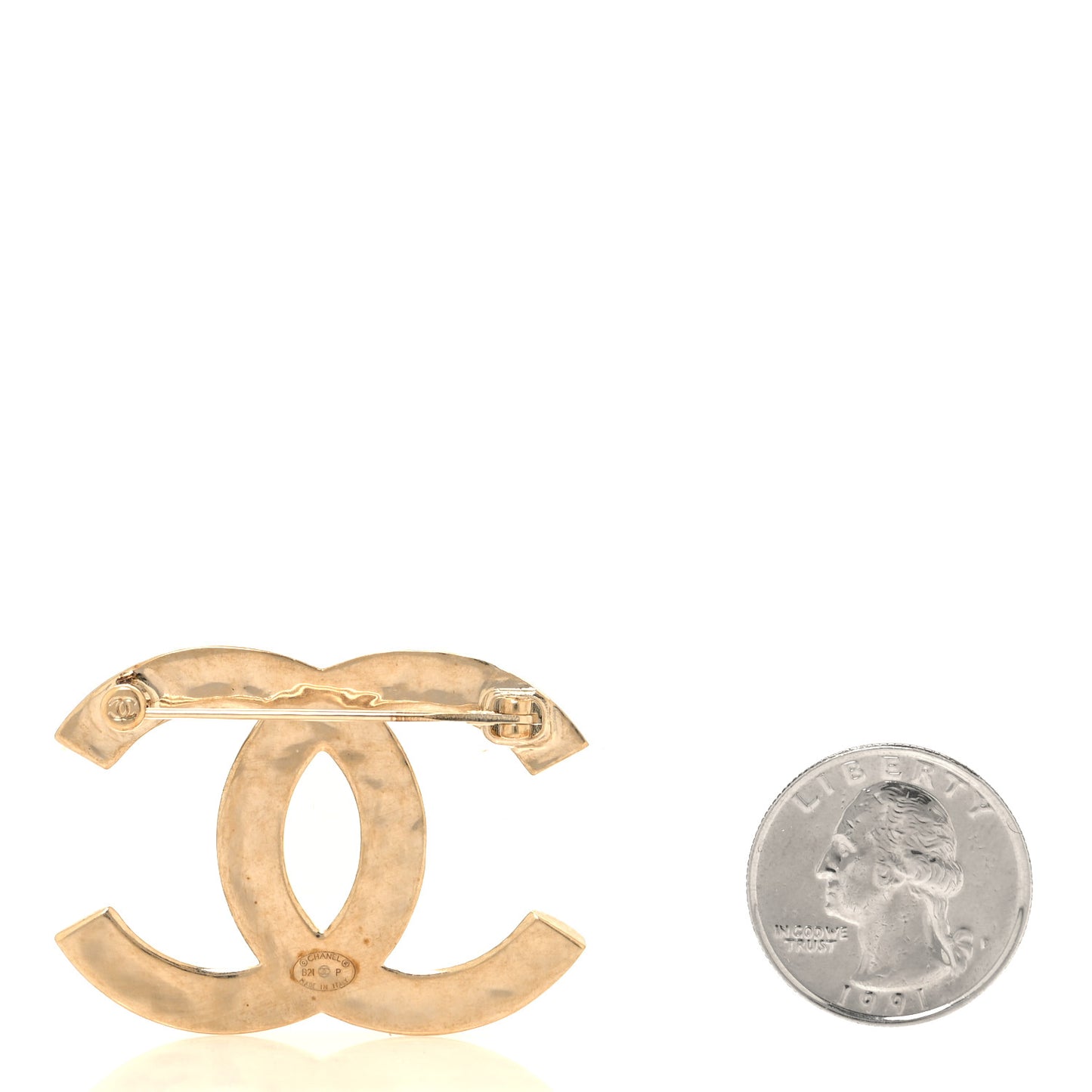 Metal CC Diamond Quilted Brooch Light Gold