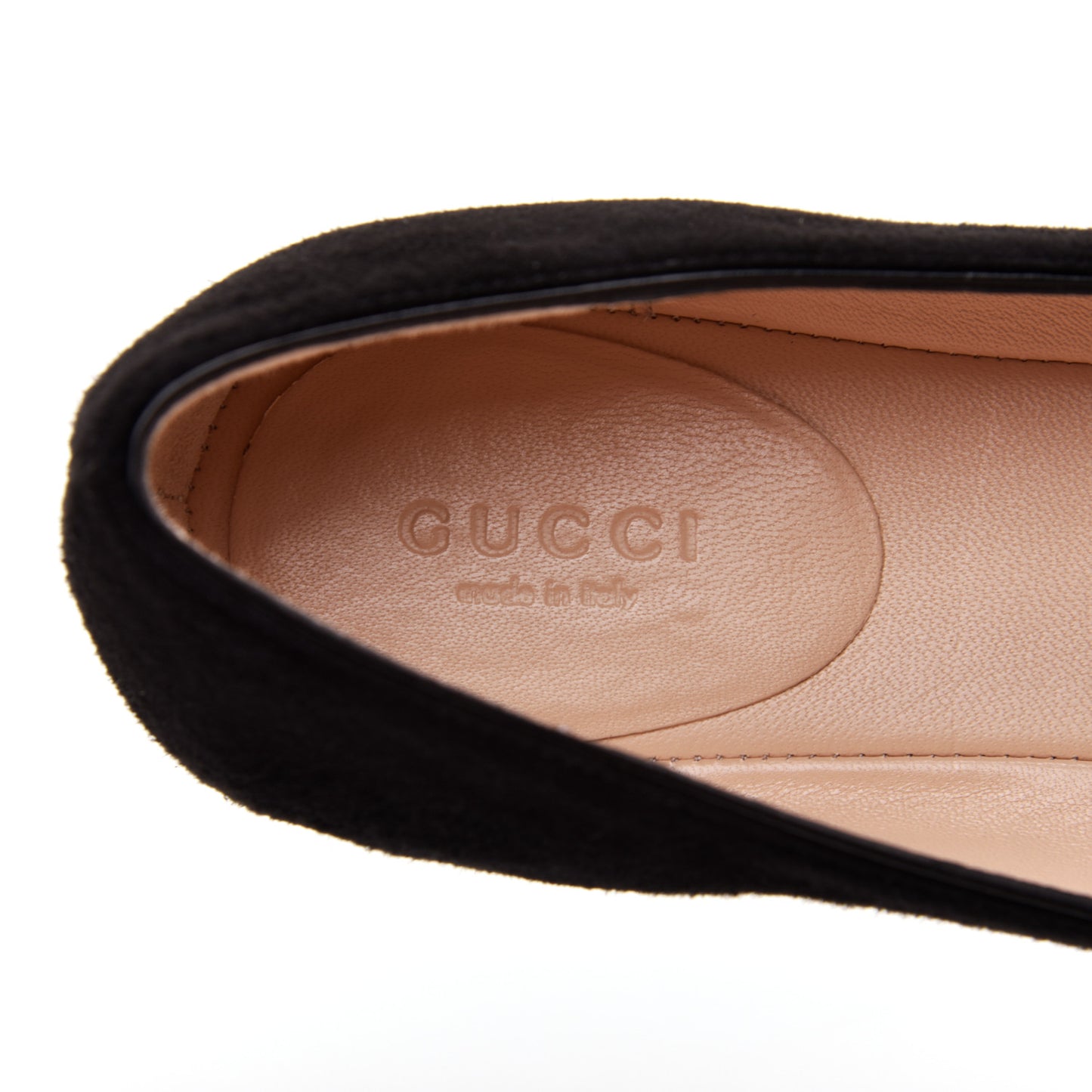 Kid Scamosciato GG Marmont Fringe Flats 38 Black