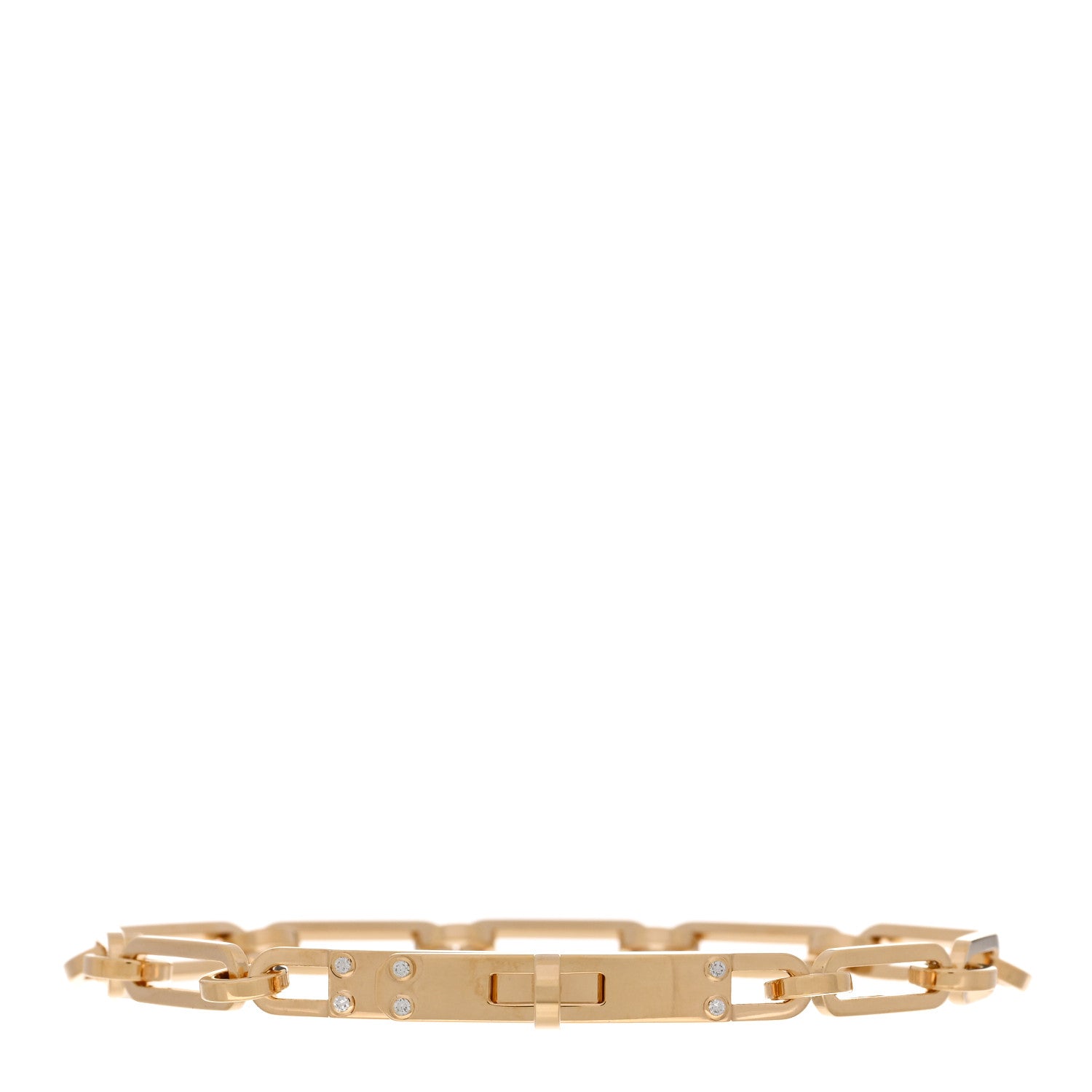 Hermes 18K Yellow Gold Diamond PM Kelly Chaine Bracelet ST 1 of 4