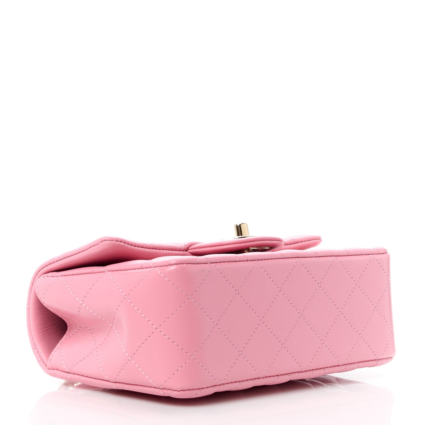 Lambskin Quilted Mini Top Handle Rectangular Flap Pink