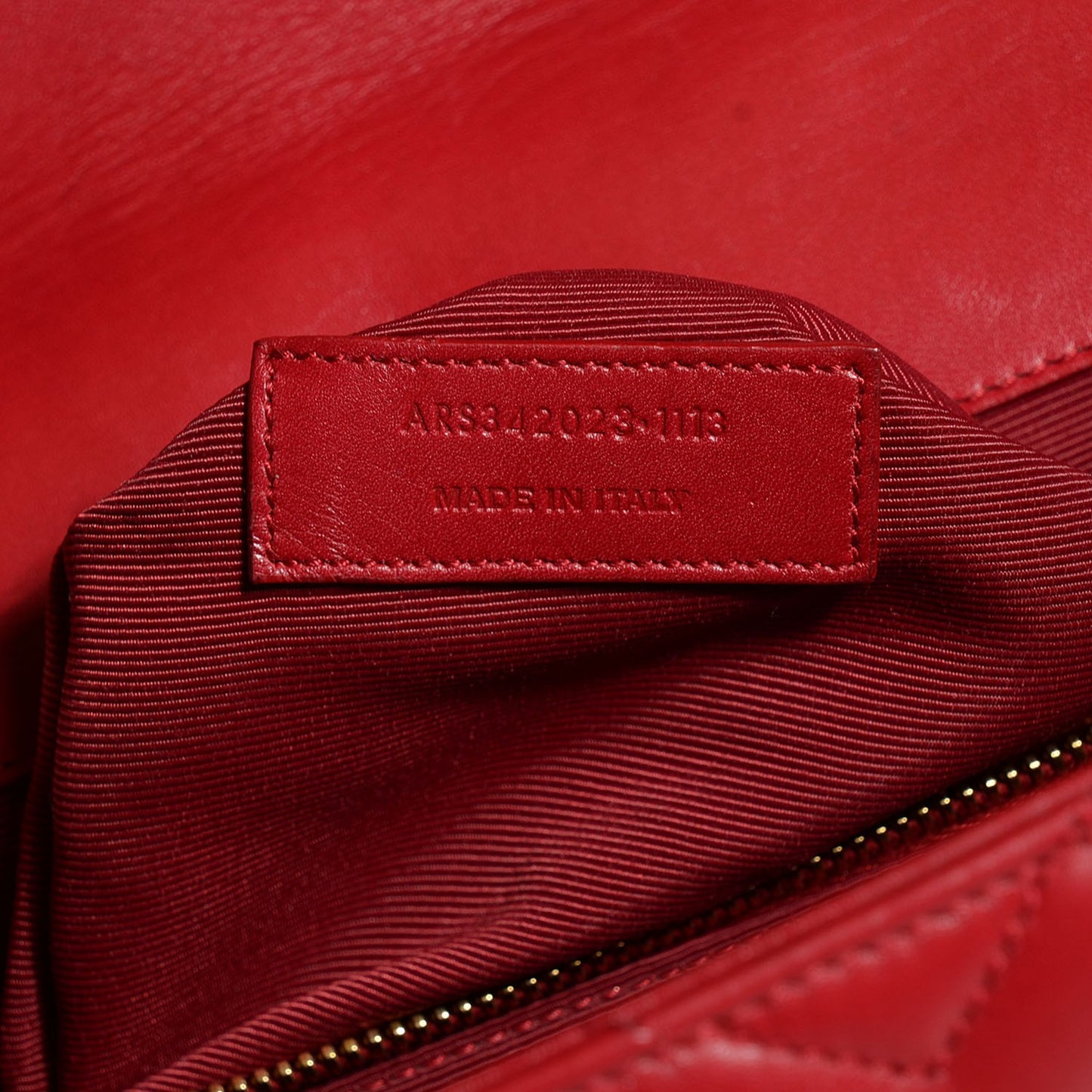 Lambskin Matelasse Chevron Large Monogram Satchel Red