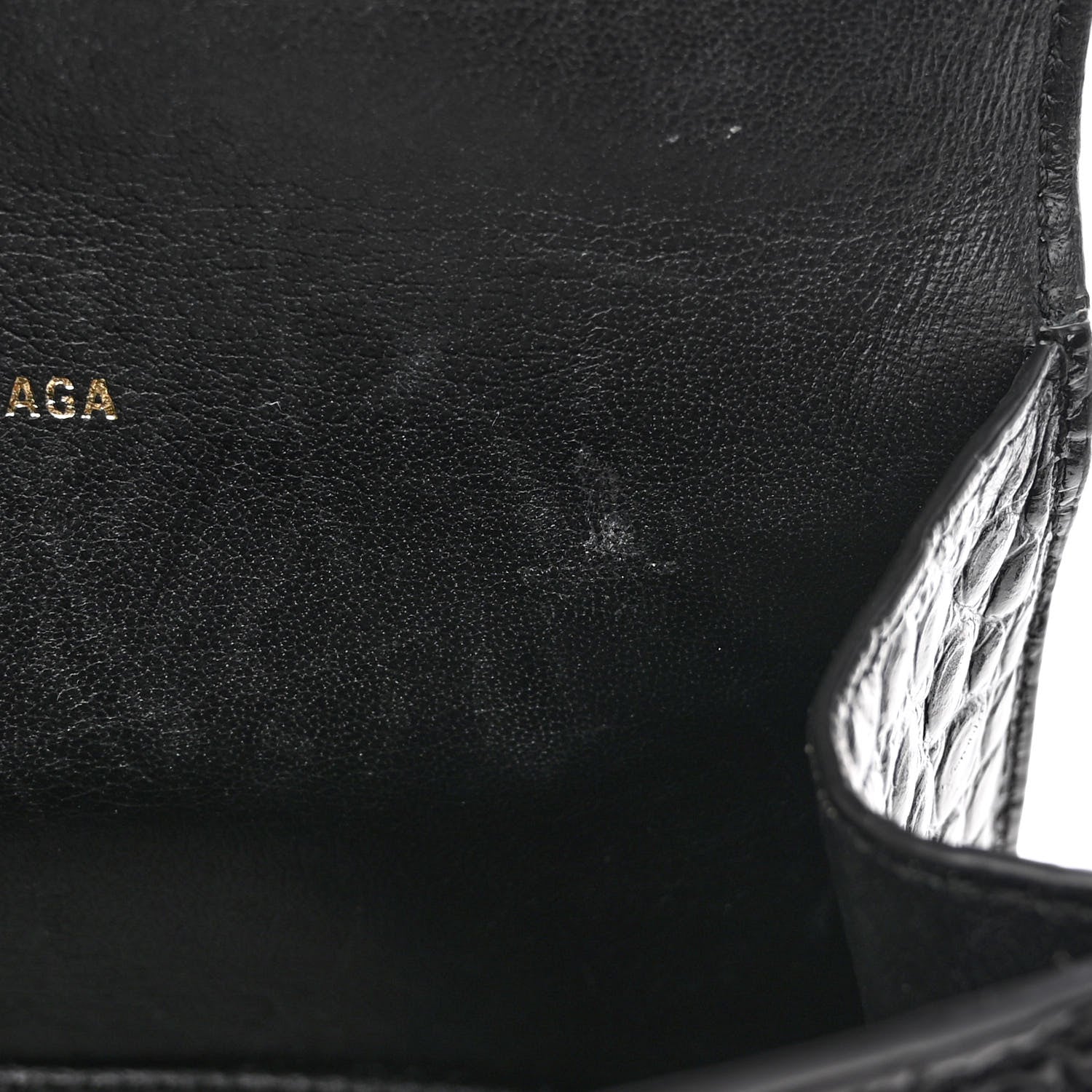 Balenciaga Shiny Calfskin Crocodile Embossed Hourglass Top Handle Bag XS Black 10 of 10