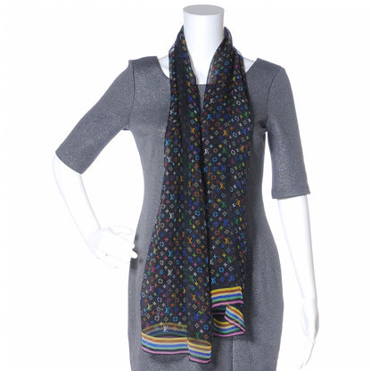 Louis Vuitton Silk Monogram Multicolor Square Scarf Black 2 of 7