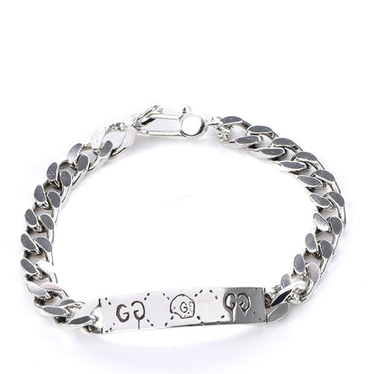 Gucci Sterling Silver GucciGhost Hamlet Skull ID Chain Bracelet 1 of 5
