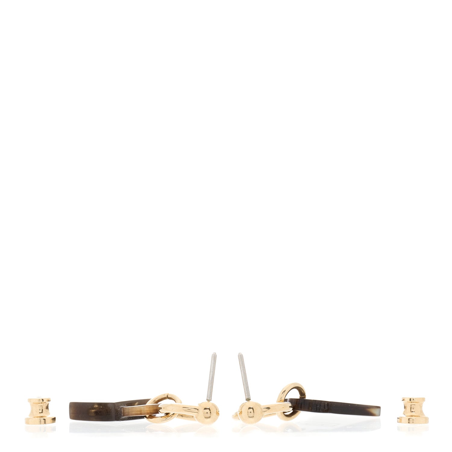 Hermes Permabrass Buffalo Horn Wood Amulette Kelly Bag Earrings 2 of 3