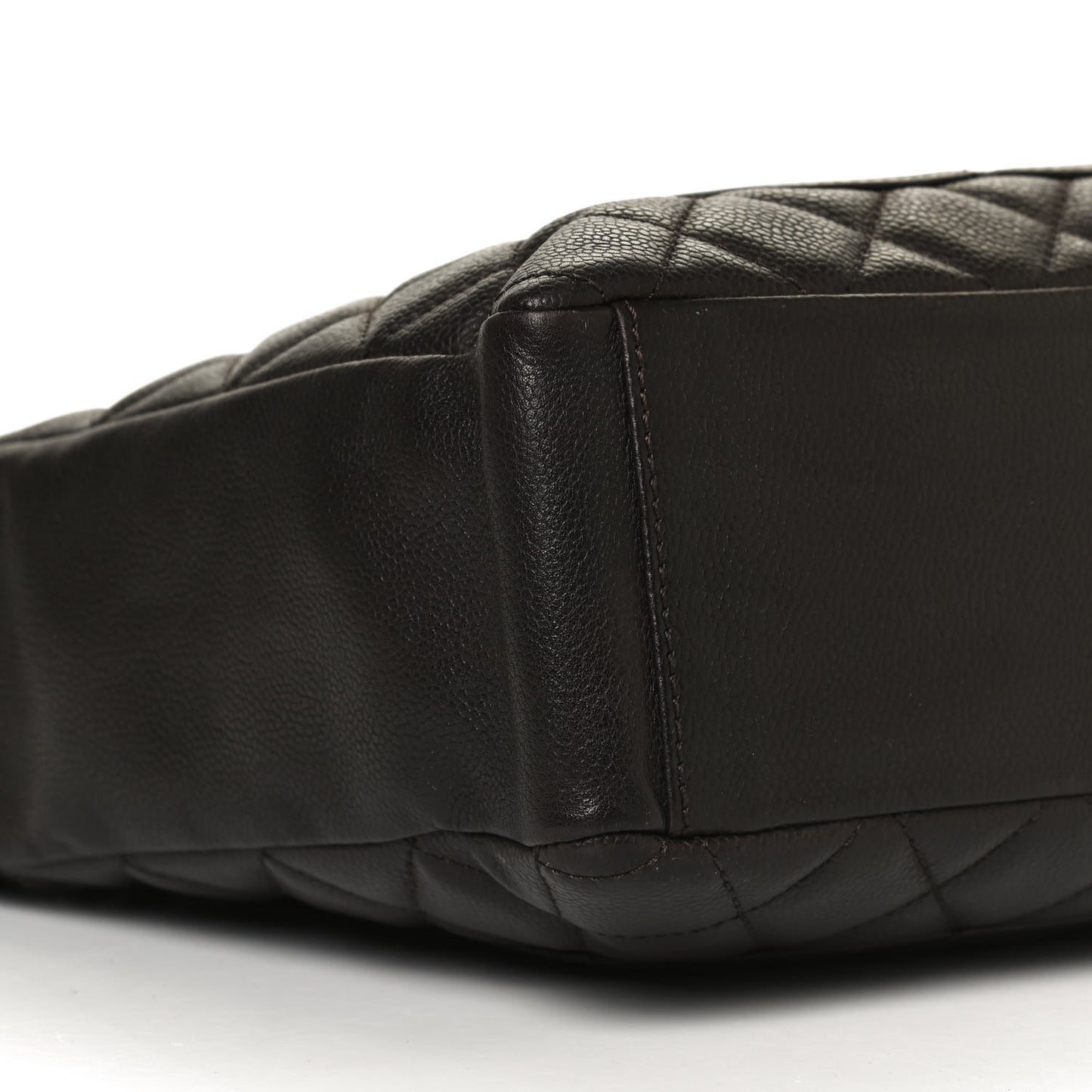 Caviar Quilted Petit Shopping Tote PST Dark Brown