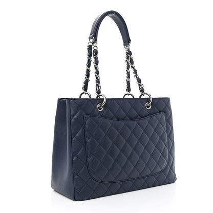Chanel Caviar Quilted Grand Shopping Tote GST Navy Blue 3 of 11
