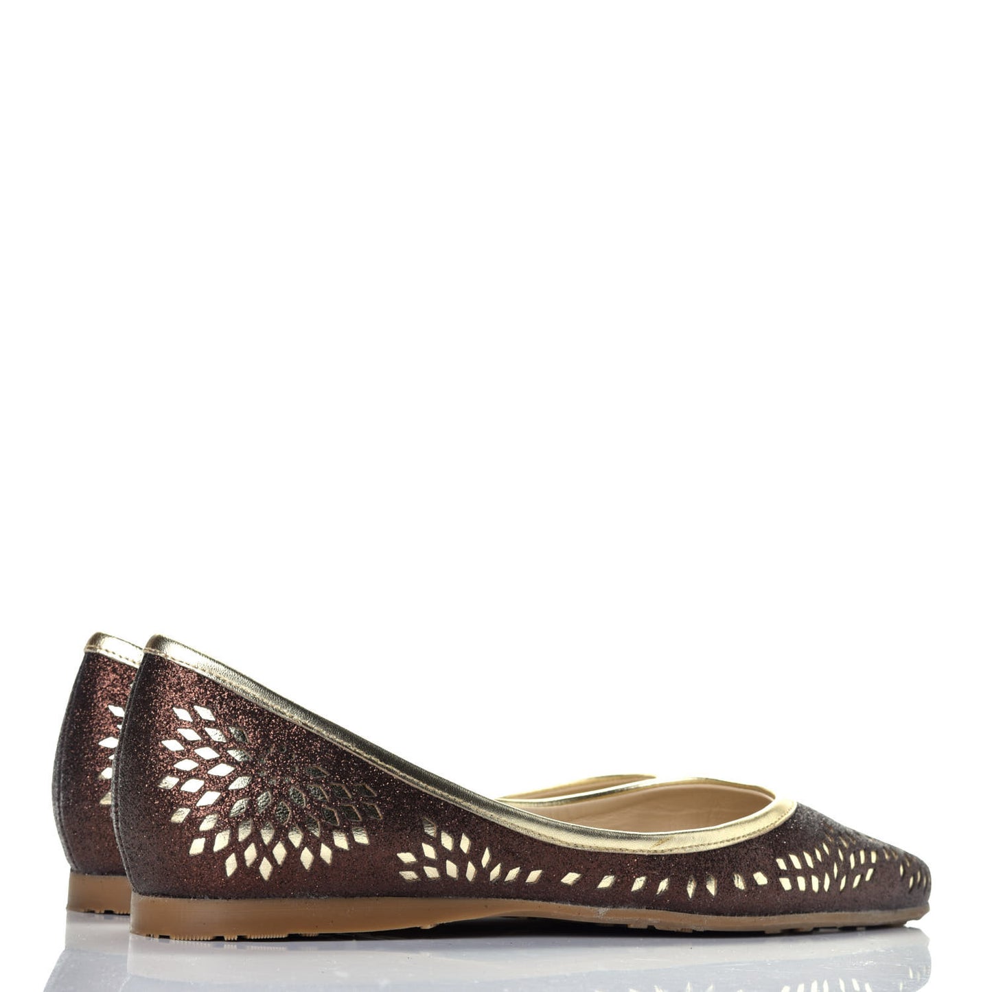 Metallic Calfskin Laser Cut Flats 38 Bronze Gold