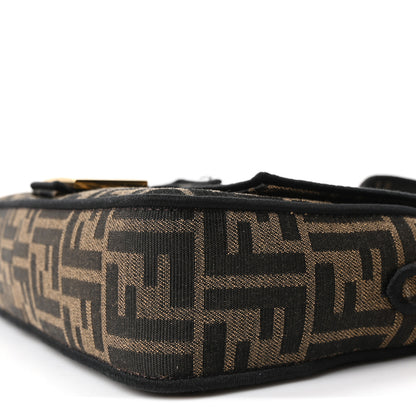 Fendi Fabric Jacquard FF 1974 Medium Baguette Tobacco Moro Black 19 of 20