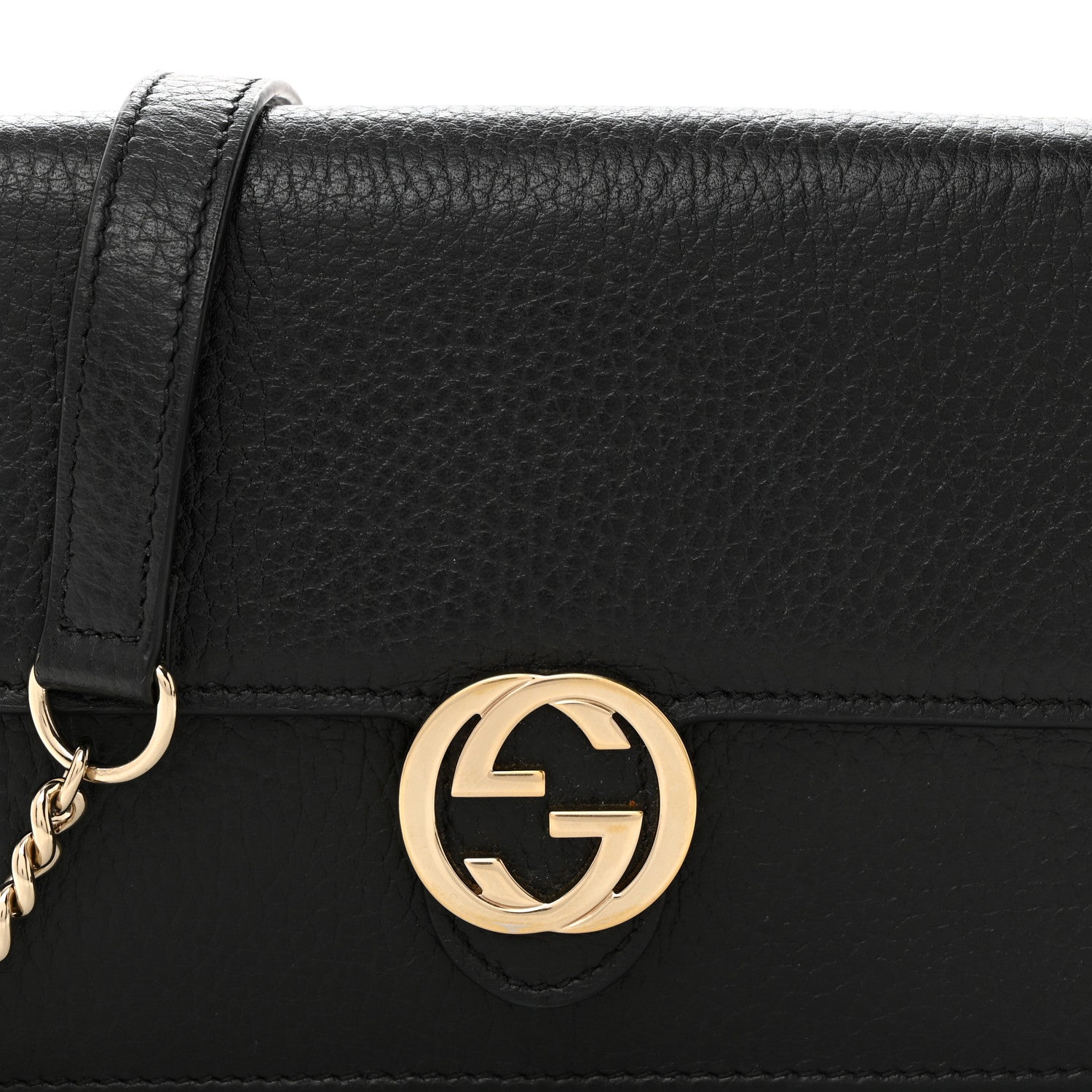 Gucci Dollar Calfskin Interlocking G Chain Wallet Black 8 of 10