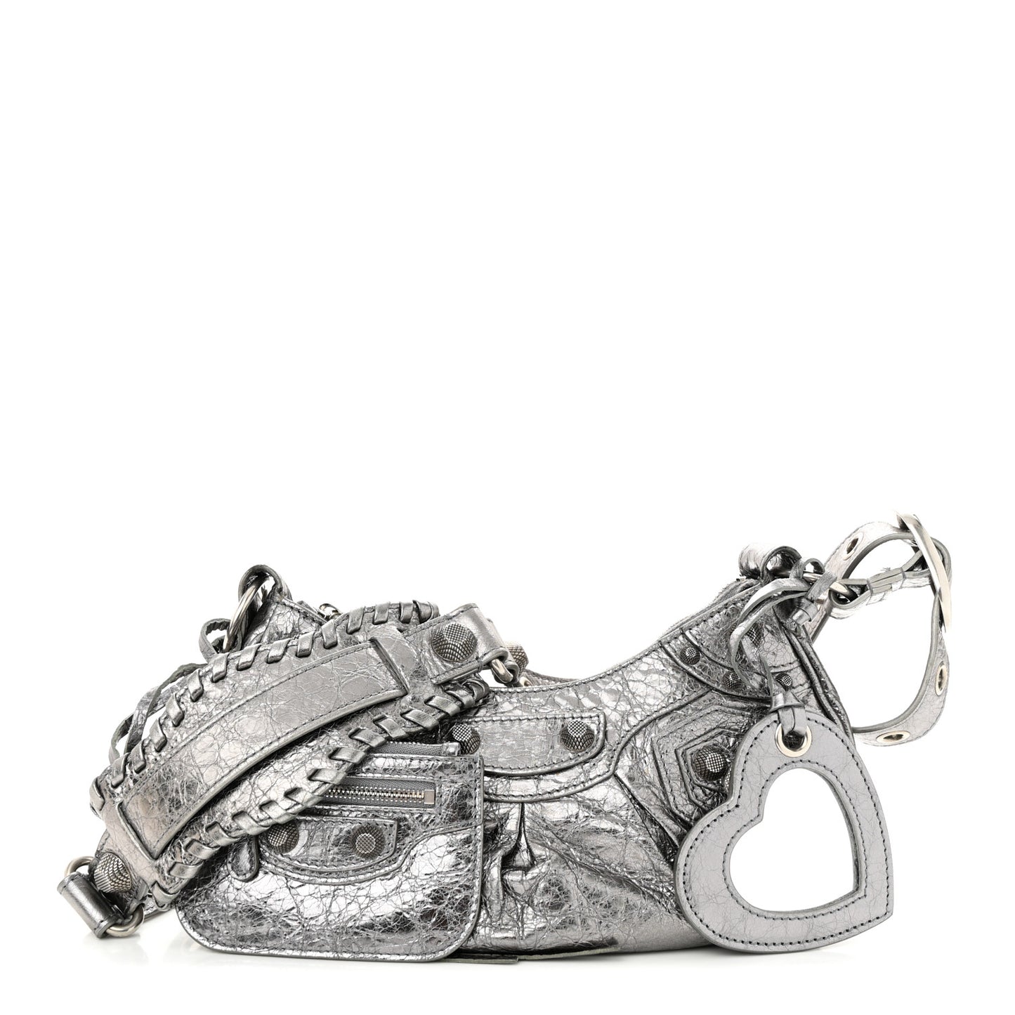 Metallic Agneau Arena Le Cagole Shoulder Bag XS Silver