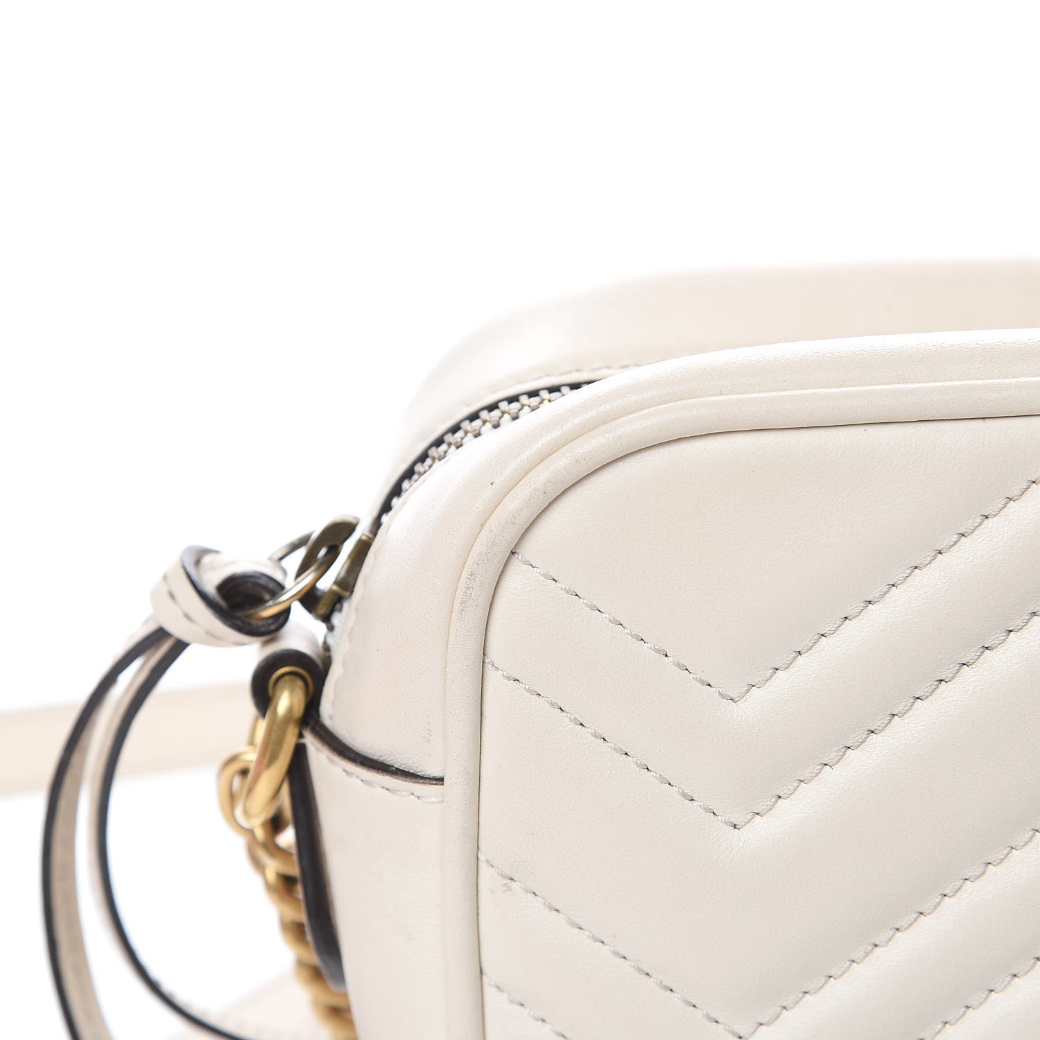Gucci Calfskin Matelasse Mini GG Marmont Chain Shoulder Bag White 12 of 14