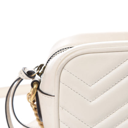 Gucci Calfskin Matelasse Mini GG Marmont Chain Shoulder Bag White 12 of 14