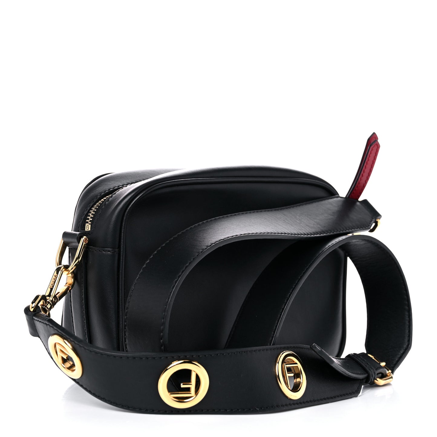 Vitello Century F is Fendi Bi-Color FF 1974 Embossed Camera Case Maya Black