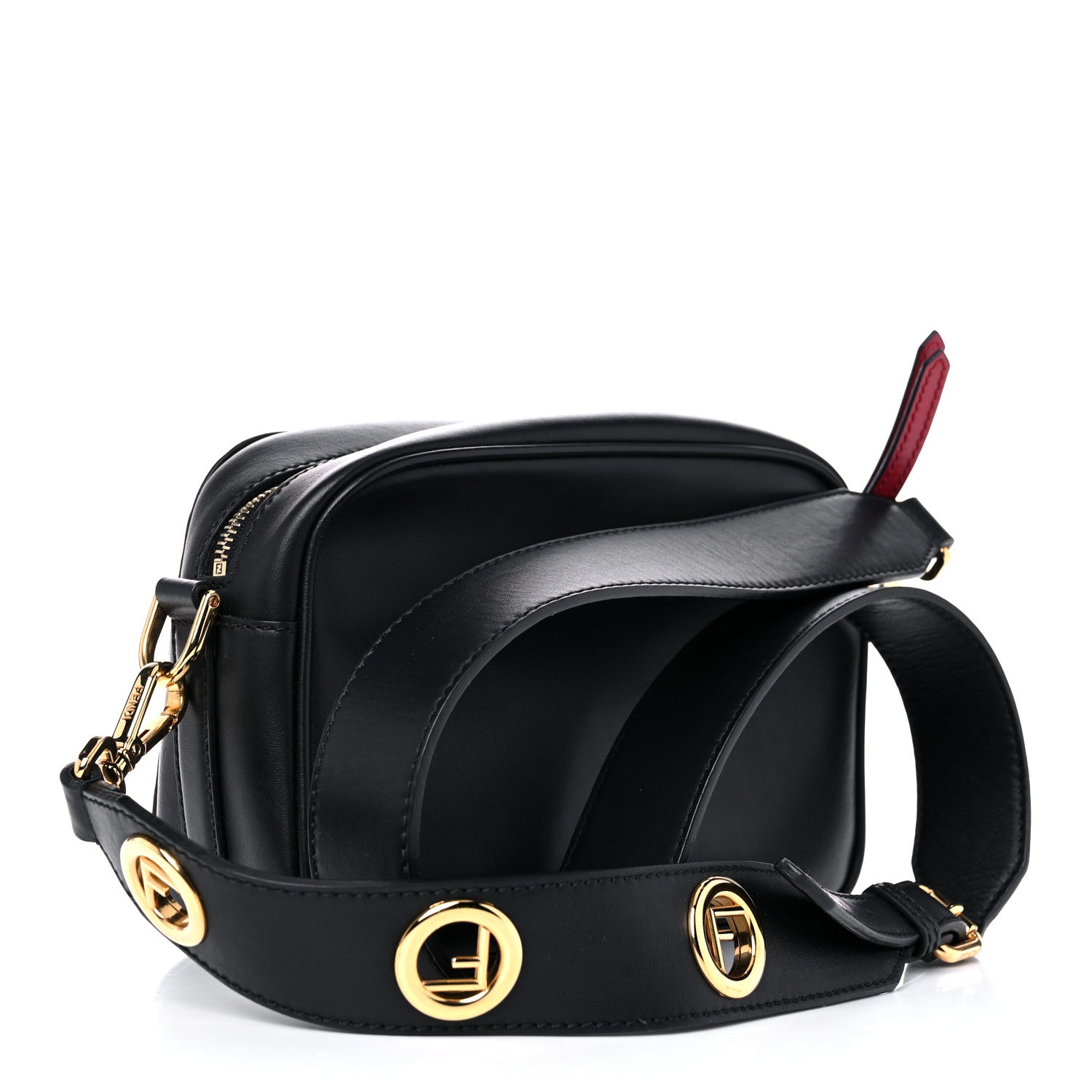 Fendi Vitello Century F is Fendi Bi-Color FF 1974 Embossed Camera Case Maya Black 3 of 12