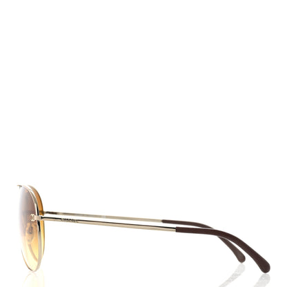 Chanel Aviator CC Sunglasses 4189-T-Q Gold 3 of 10