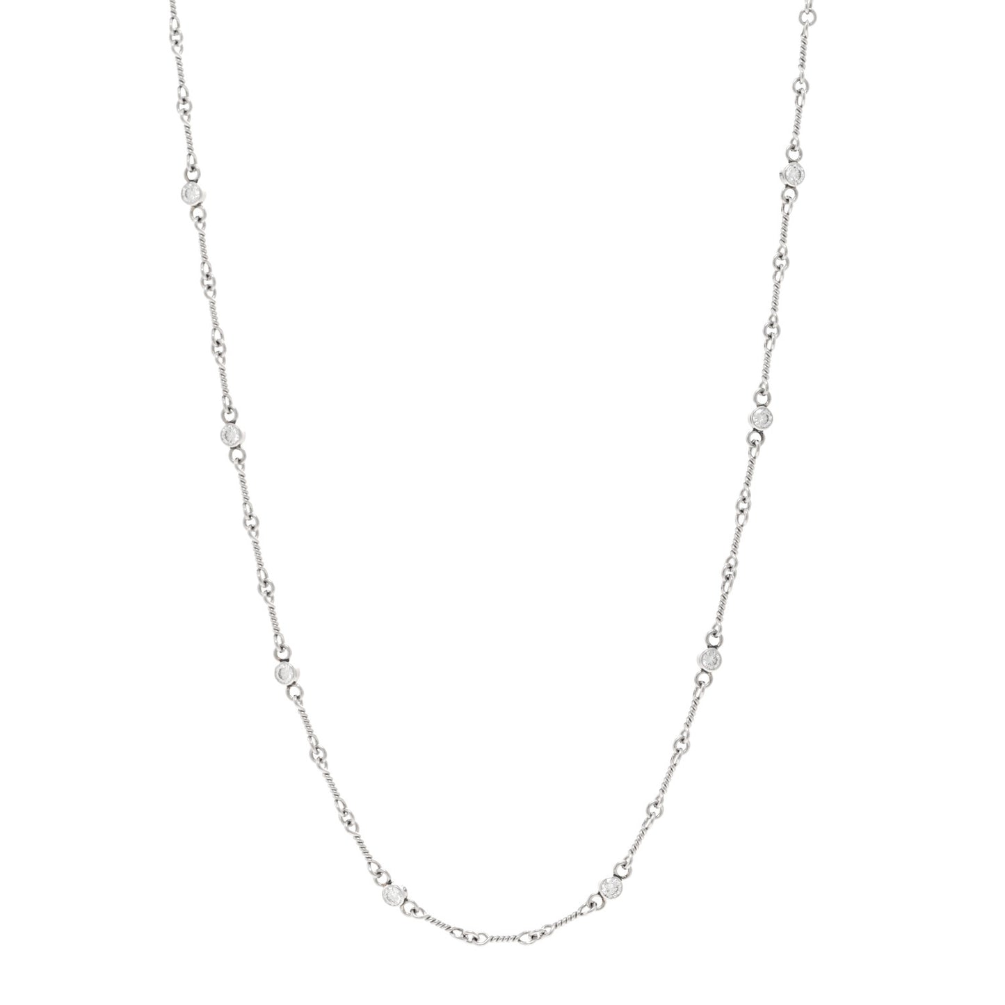 Platinum Diamond Dog Bone Chain Necklace