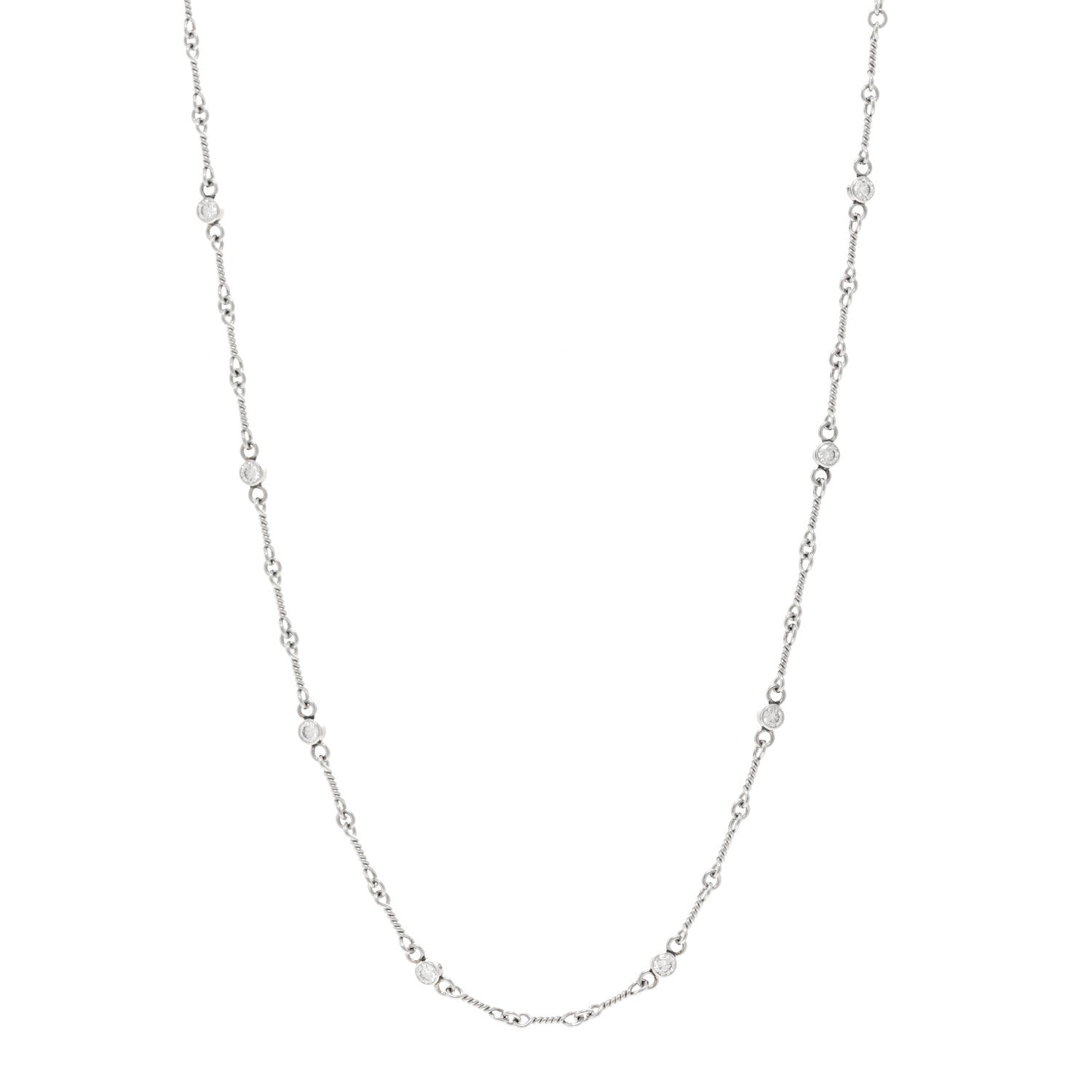 Tiffany Platinum Diamond Dog Bone Chain Necklace 1 of 4