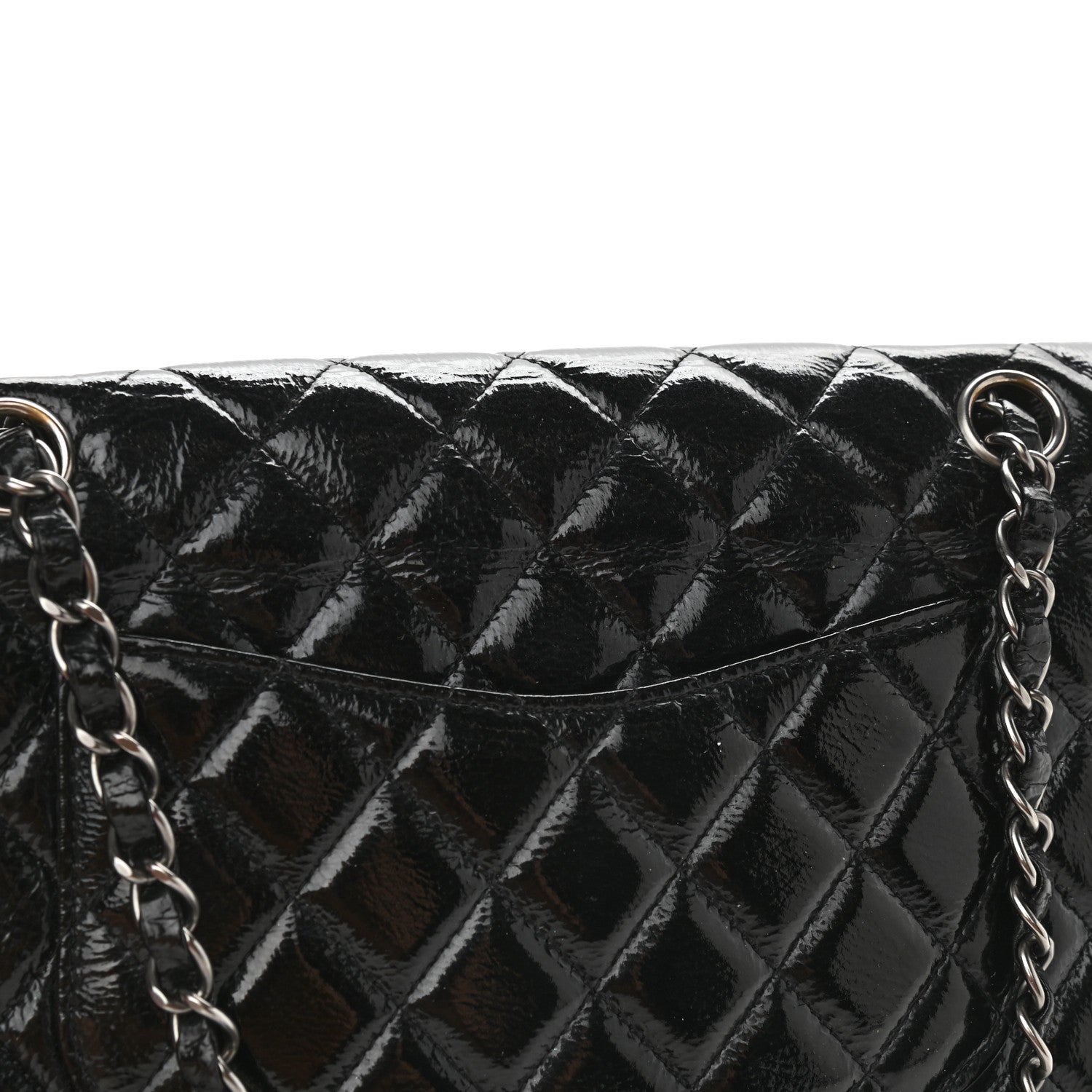 Chanel Distressed Patent Quilted Medium Double Flap Black 12 of 12