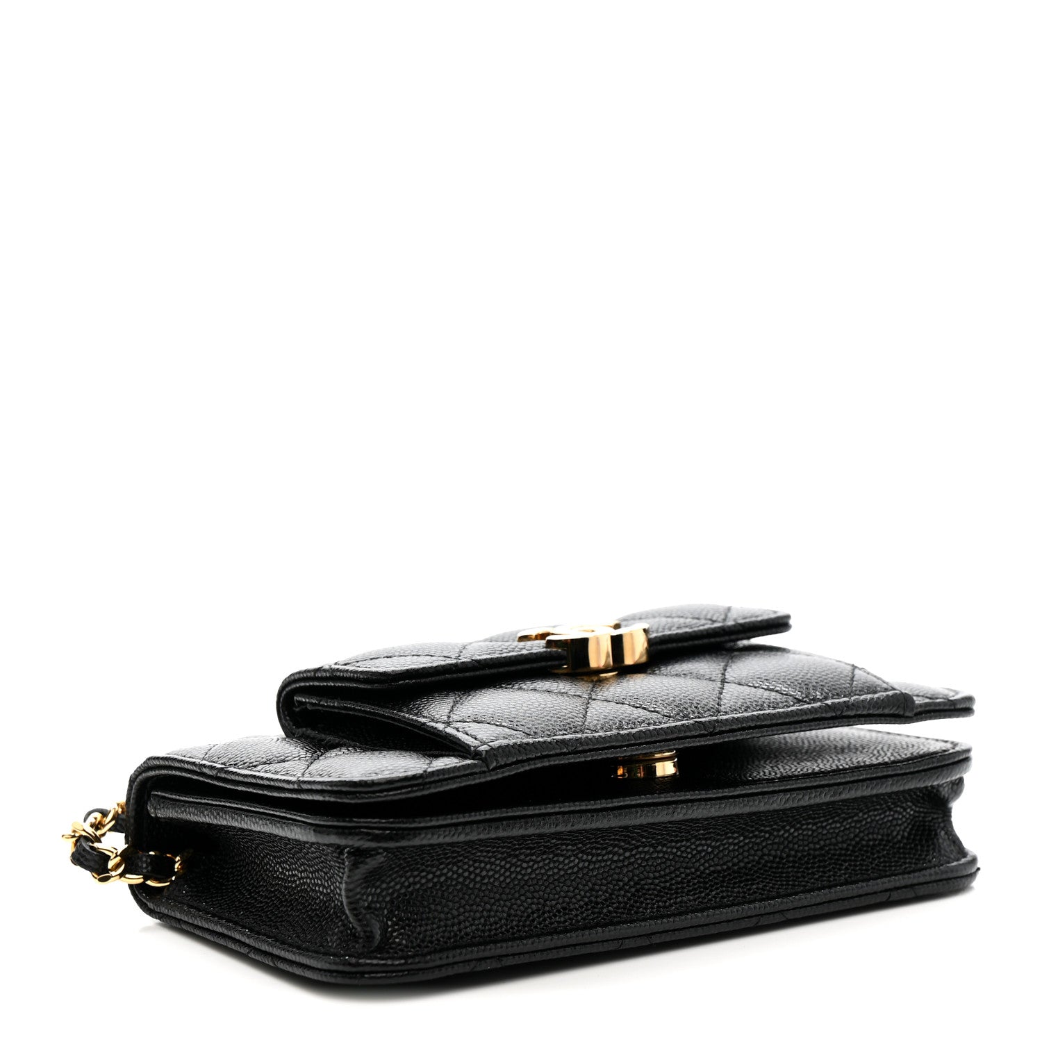 Chanel Caviar Quilted Pocket Twins Clutch With Chain Black 4 of 12