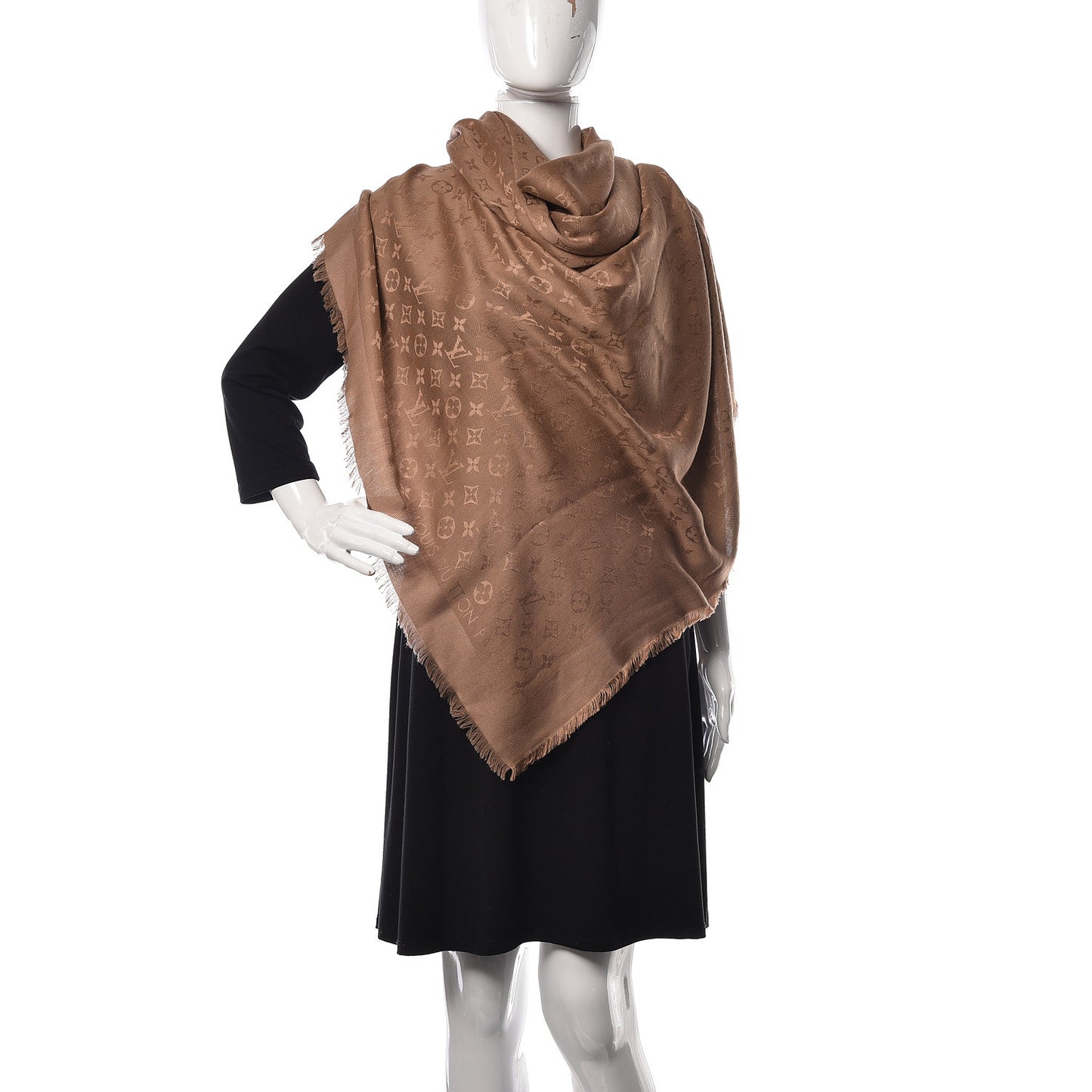 Silk Wool Monogram Shawl Dune