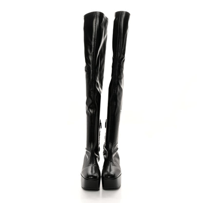 Prada Nappa Tech Logo Over the Knee 70mm Platform Boots 36 Black 2 of 11