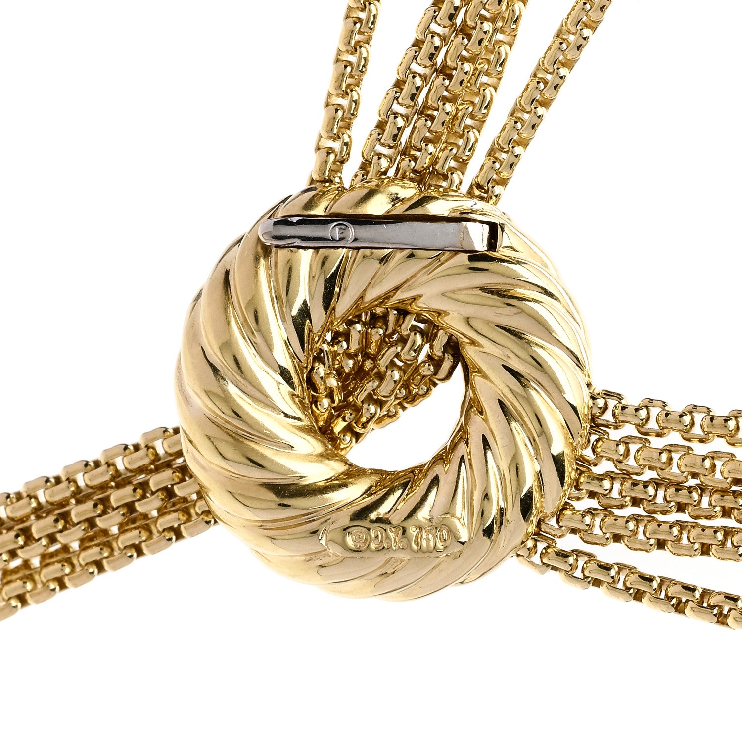 David Yurman 18K Yellow Gold Diamond Five Strand Lariat Tassel Necklace 4 of 4