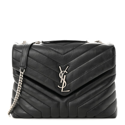 Saint Laurent Calfskin Y Quilted Monogram Medium Loulou Chain Satchel Black 1 of 10