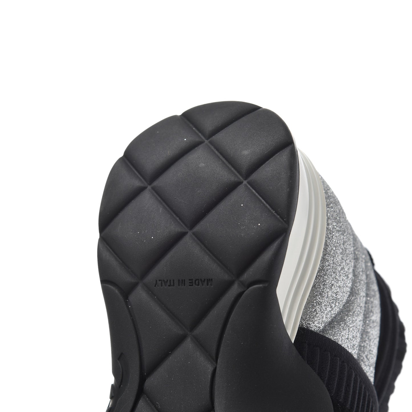 Glitter Stretch Fabric CC Sneakers 35 Black Silver
