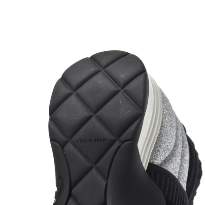 Chanel Glitter Stretch Fabric CC Sneakers 35 Black Silver 17 of 18