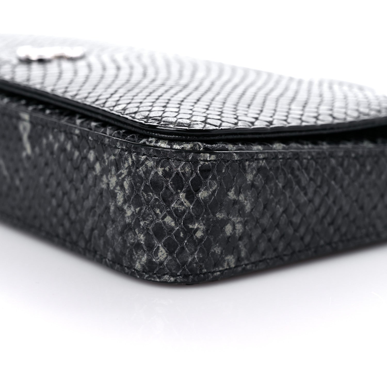 Jimmy Choo Elaphe Snakeskin Printed Wallet on Chain Anthracite 8 of 9