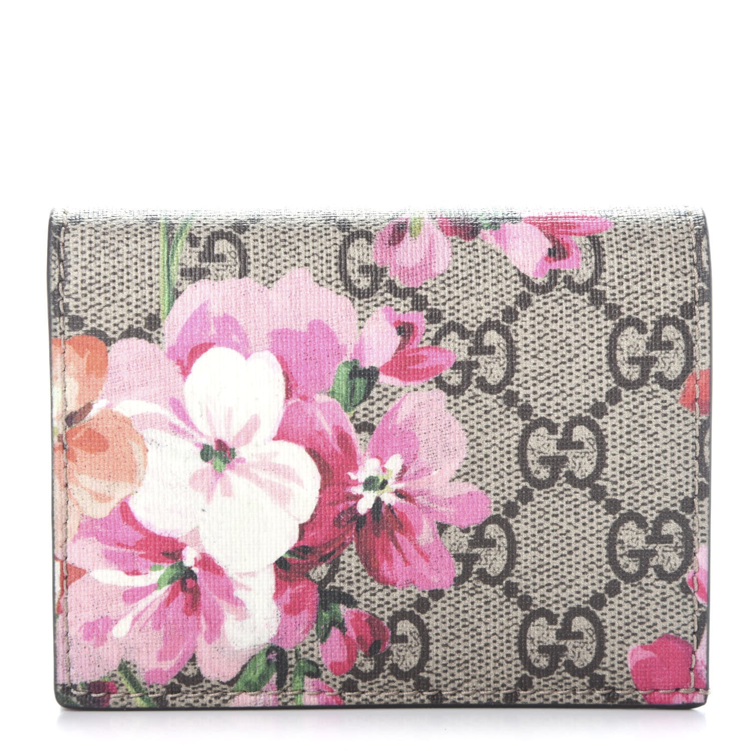 Gucci GG Supreme Monogram Blooms Card Case Beige Multicolor Dry Rose 1 of 6